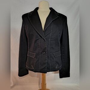 Worthington Stretch Black White Stitch Blazer